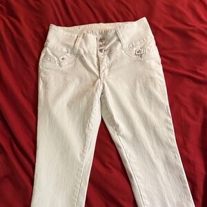 Elegant White High Rise Women's Jeans